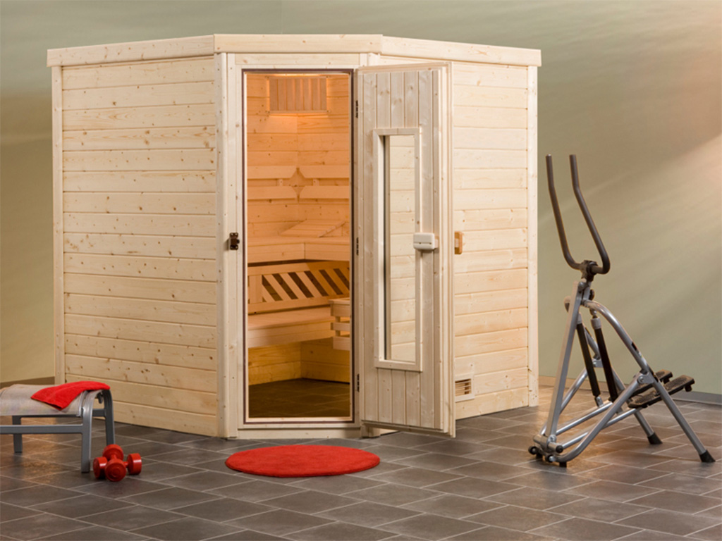 Sauna Massivholzsauna Bergen 2 HT isolierte Holztür mit 