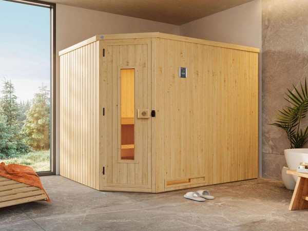 Sauna Systemsauna Varberg 4 mit isolierter Holztür